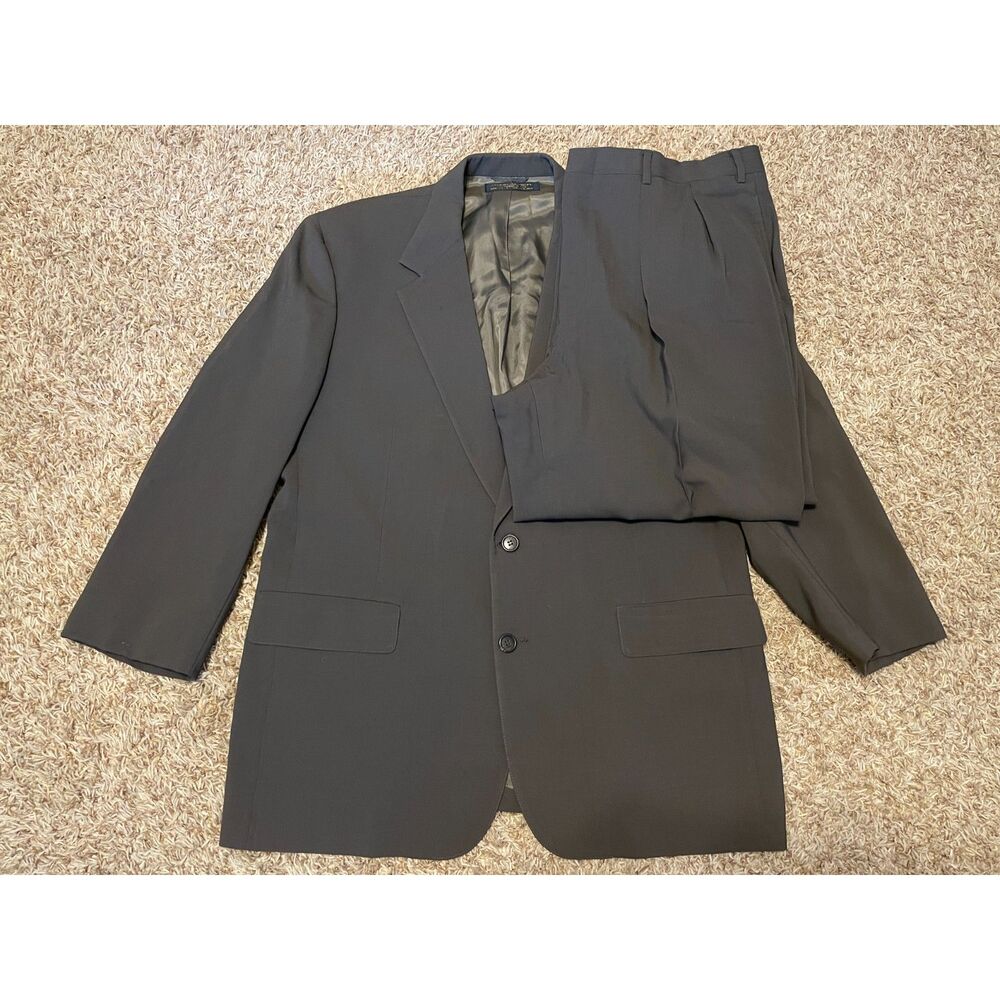 Brooks Brothers Men's 100% Wool Suit Dark Gray Custom Size Flawed